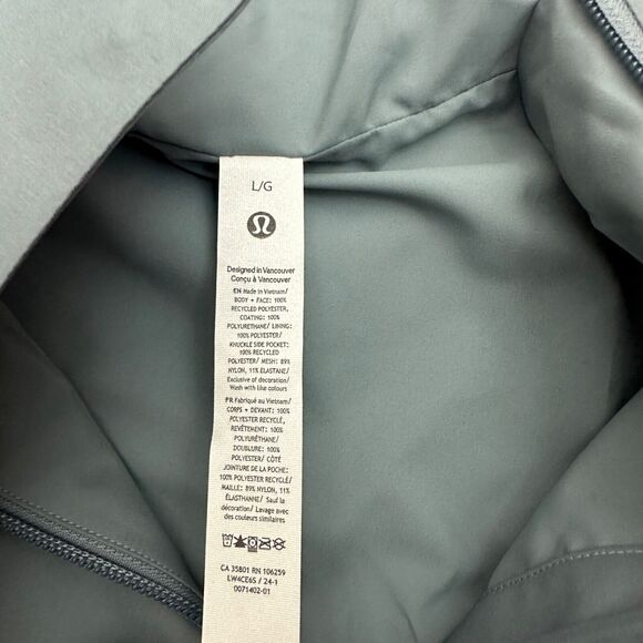 Lululemon Mid-Length Waterproof Rain Coat Jacket BGIB Belgian Blue Gray Size L - Picture 15 of 16